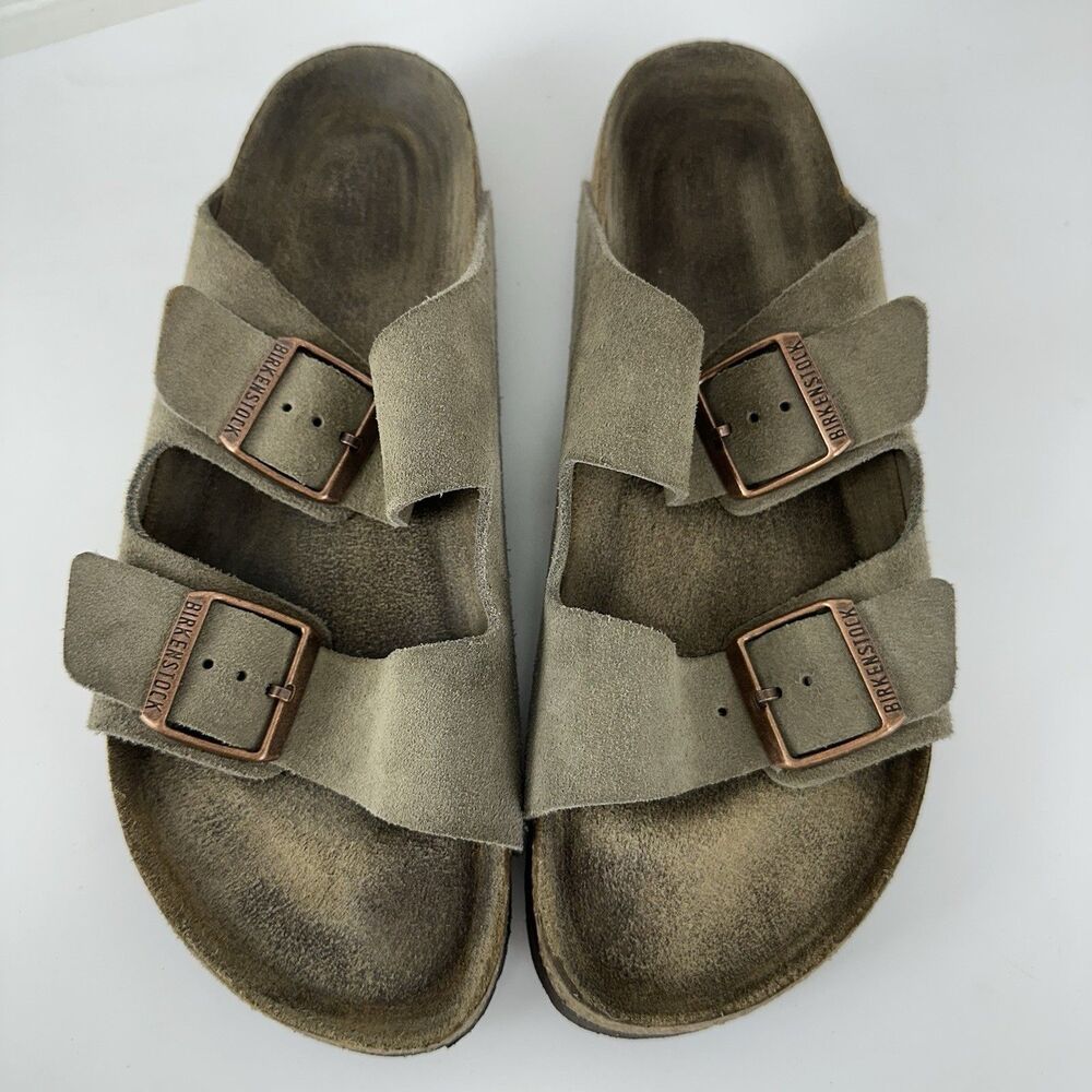 Birkenstock Arizona Soft Footbed Suede Leather Unisex Taupe Sandals Sz 41 Narrow
